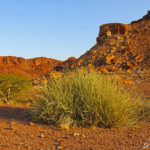 In the late afternoon, as dusk approaches, the Damaraland mountains are adorned with spectacular glowing colours.