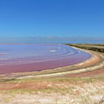 Thanks to the microscopic microorganisms, Walvis Bay salt fields sparkle each in a different color: purple, red, orange, yellow and even greenish.