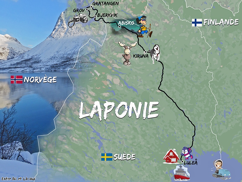Itinéraire de Luleå, au bord de la mer Baltique à Abisko en passant par la ville minière de Kiruna, un séjour dans les paysages enneigées de la Laponie suédoise.